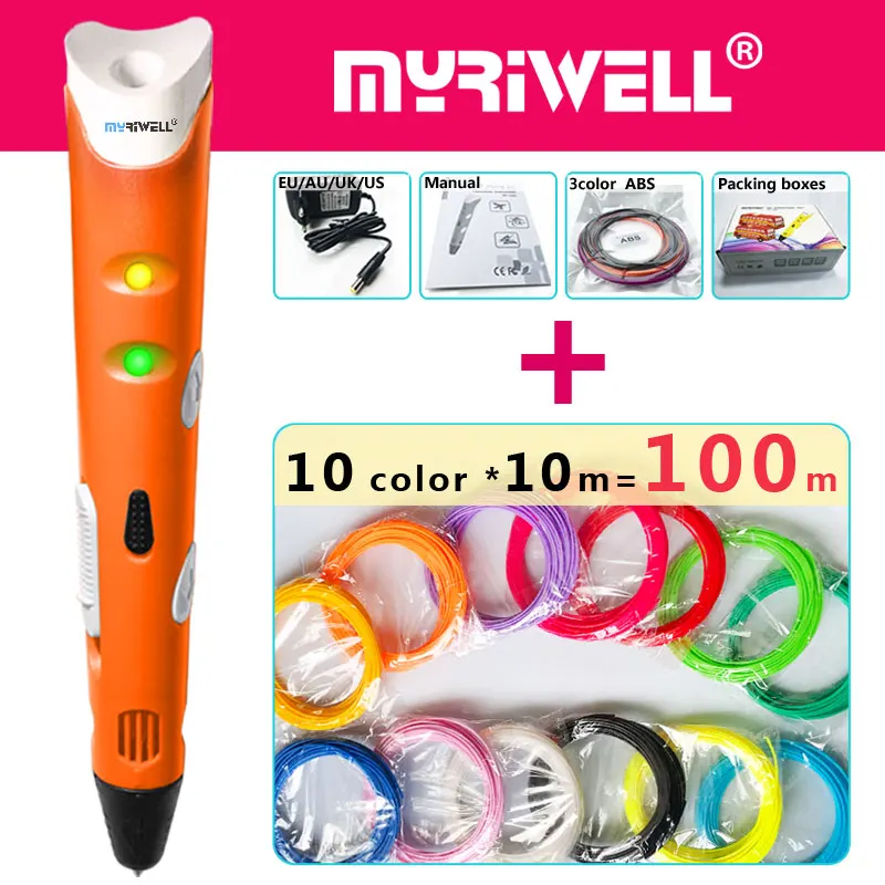 Myriwell 3d Ручка ручки 1 75 мм ABS/PLA нити 3 d pen3d модель Creative3d печать лучший подарок для