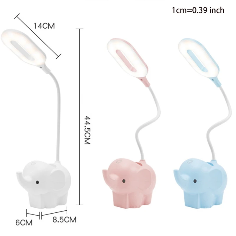 

USB LED Desk Lamp Eye-Caring Table Lamp Elephant Pen Box 3 Stage Dimming Mode Desk Lamp 360 Adjustment Light