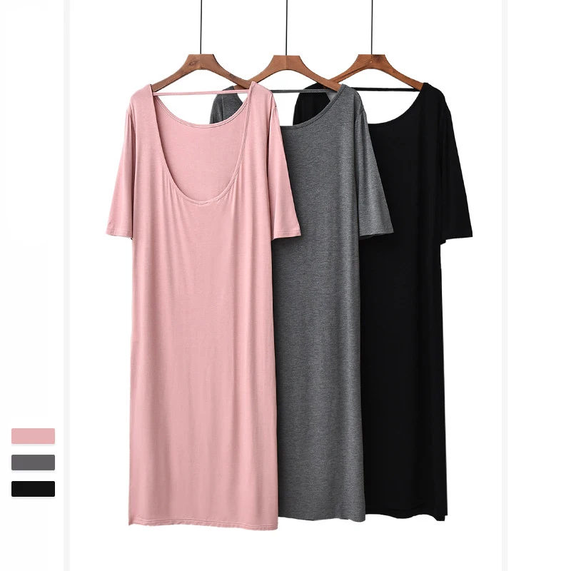 

Summer Nightdress Women'S New Simple Korean Modal Split Home Clothes Sexy Backless Home Parents Nightdress Pijamas Verano