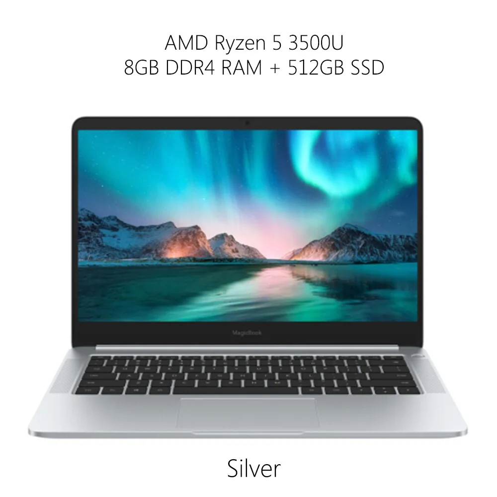 8G 512G Silver huawei Honor MagicBook Тетрадь 14 дюймов ОС Linux AMD Ryzen 5 3500U 8 Гб 256 ГБ/512 ГБ SSD Radeon Vega 8 отпечатков пальцев для ноутбука - Цвет: 8G 512G Silver
