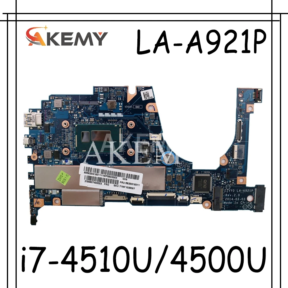 SAMXINNO для For Lenovo YOGA 2 13 материнская плата ноутбука LA A921P с i7 4510U/4500U 1 70 GHz CPU 4GB RAM