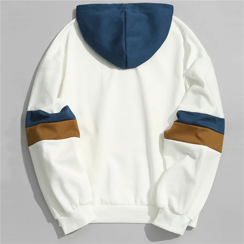 

Spring Autumn Men's Hoodies Fashion Patchwork Slim Hooded Outwear Casual Long Sleeves Sweatshirt High Quality Mens Coats