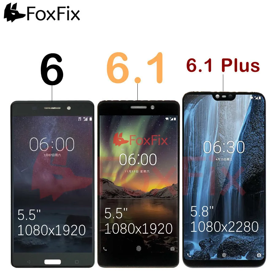 

Дисплейный модуль FoxFix для Nokia 6,1 Plus, ЖК-дисплей с сенсорным экраном X6, 2018, TA-1045, TA-1050, экран для Nokia 6, 6,1 Plus