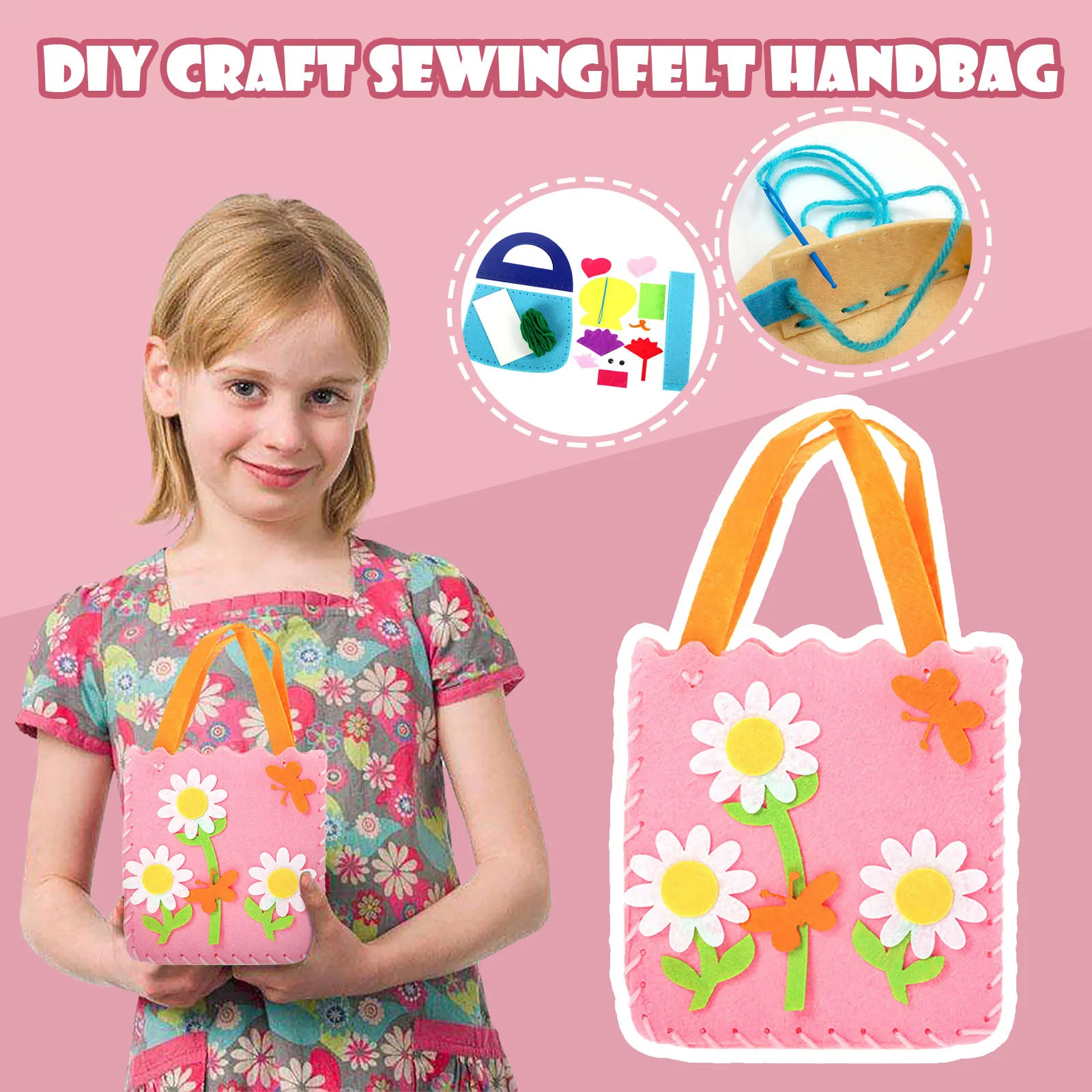 

DIY Craft Sewing Felts Handbag Kit Christmas Candy Gift Bags Kids Sewing Toys Handmade Collection Bag Art Crafts