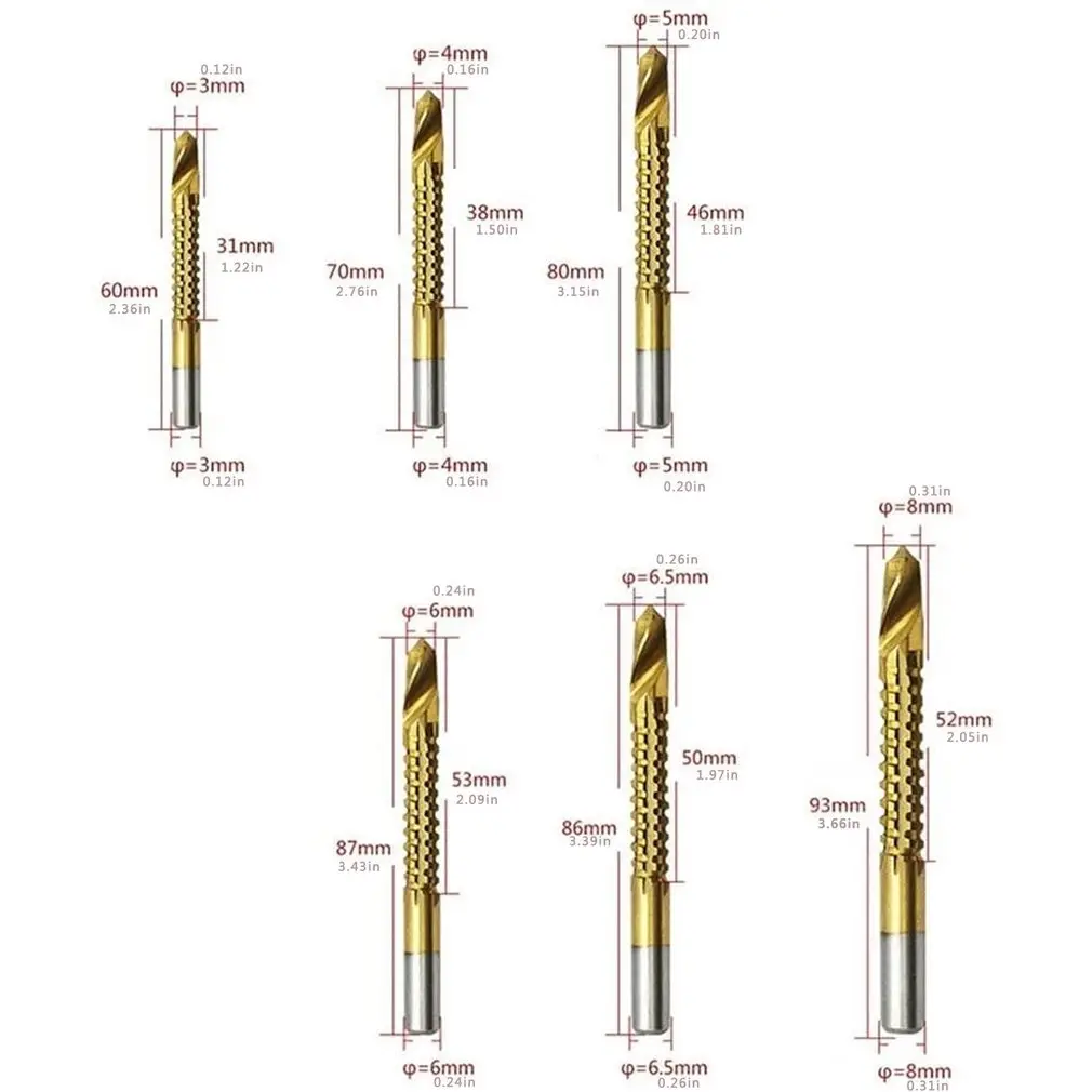 

6pcs/set Cobalt Drill Bit Set Spiral Screw Metric Composite Tap Drill Bit Tap Twist Drill Bit Set Multi-function Metal Specia