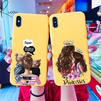 super mom phone case for iphone 8 7 6 6s plus x 5s se 2020 xr 11 12 pro mini pro xs max candy yellow silicone cases