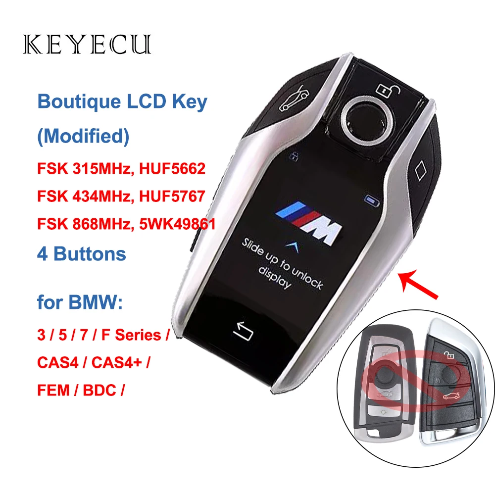 Keyecu модифицированный бутик Smart LCD ключ 315 МГц HUF5662 434 HUF5767 868 5WK49861 для BMW 3 5 7 F серии FEM