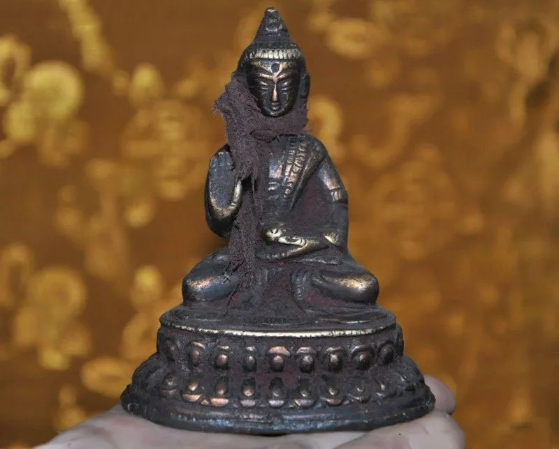 

wedding decoration Tibet Buddhism Temple Joss bronze Cinnabar Sakyamuni Shakyamuni Buddha statue