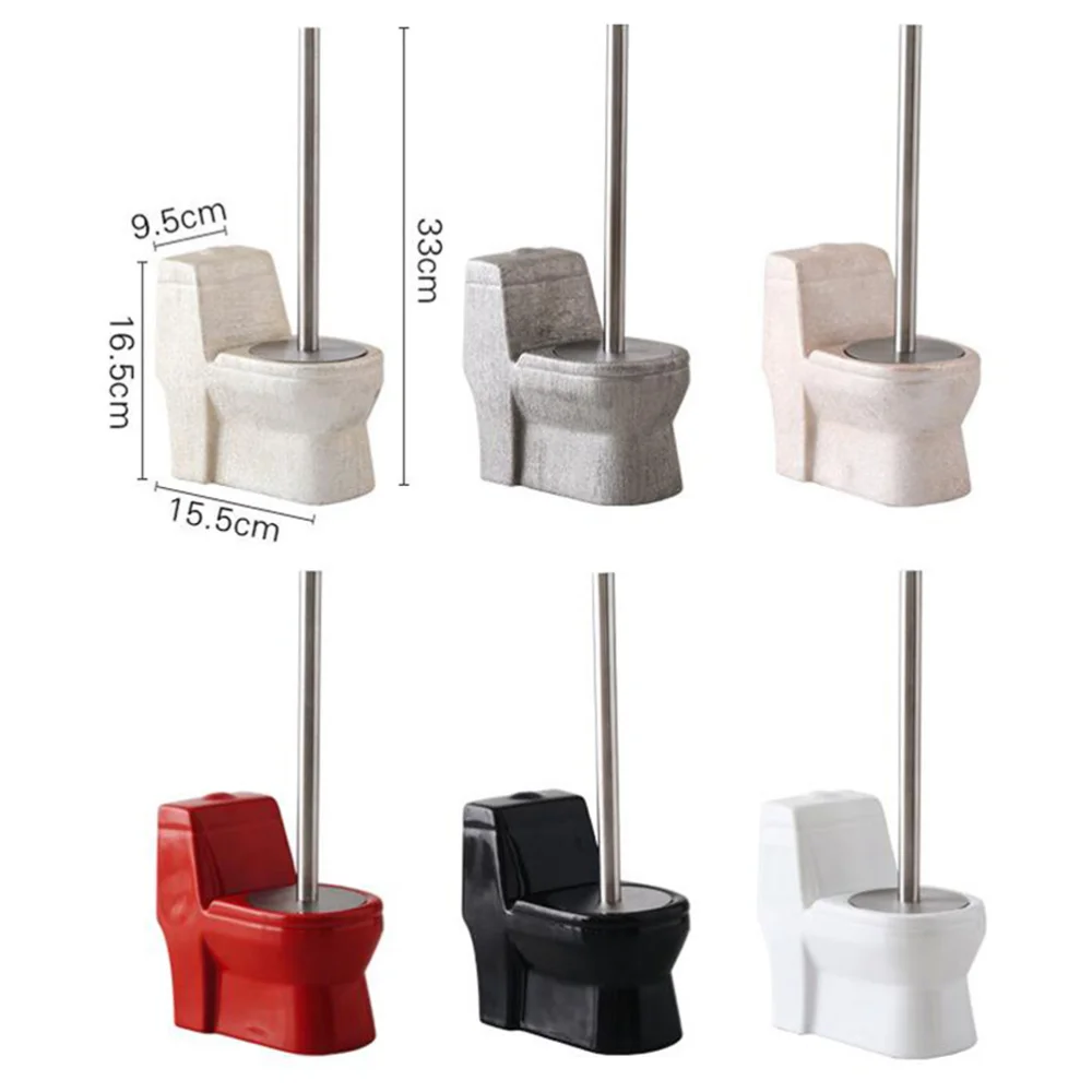 

Ceramic Toilet Brush Electroplating Toilet Shape Long Handle Cleaning Brush for Home (Champaign Golden)