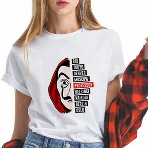 Футболка La Casa De Papel, футболка с надписью House of Paper, бесплатная доставка, дешевая Женская одежда, модная футболка в стиле хип-хоп Harajuku