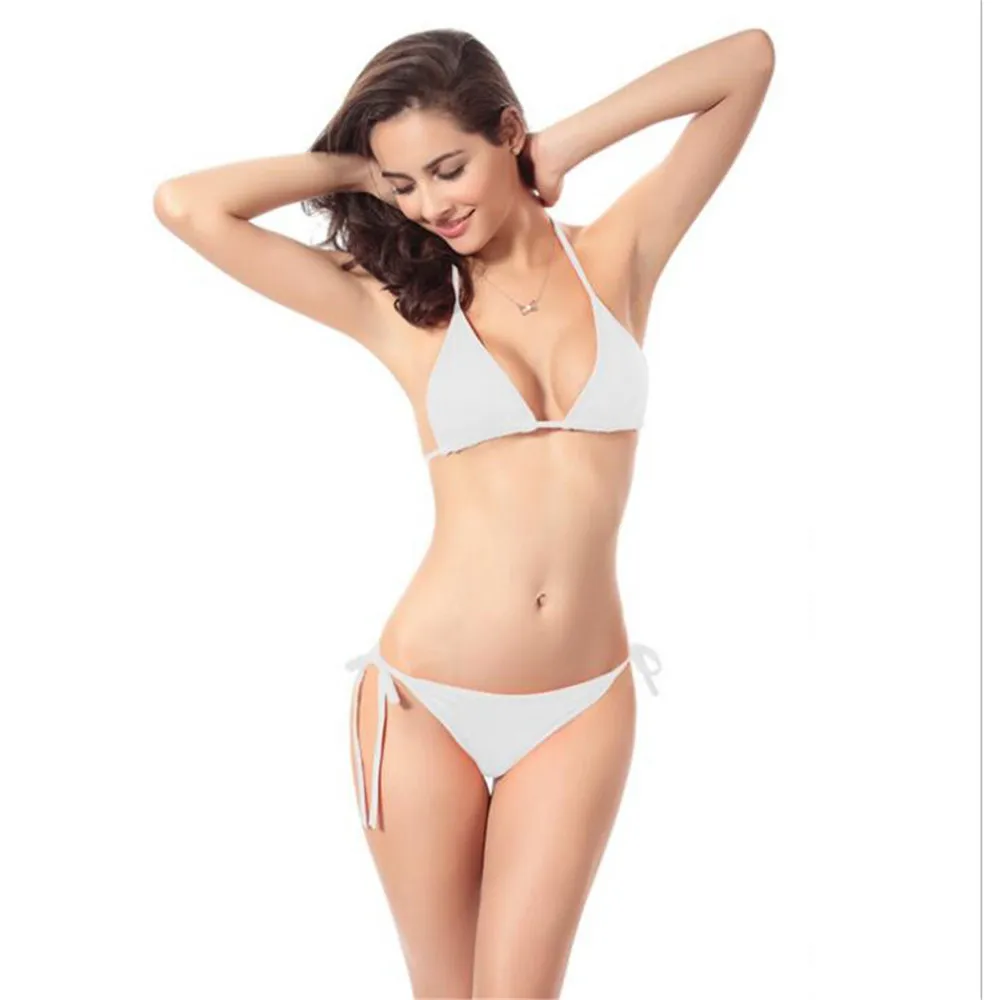 

string bikini 2020 swimwear women swimsuit bikinis set biquini swimm suit Sexy fashion Solid color classic Hanging neck Lace up