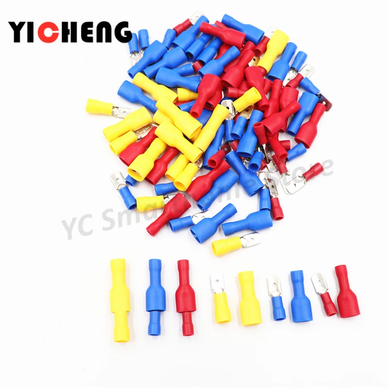 

100pcs connection terminal cold-pressed terminal block terminals for wire cable crimping kit wire connector FDFD MDD