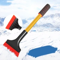 winter car ice scraper snow shovel car windshield rotating brush with ergonomic foam handle button type folding easy to carry