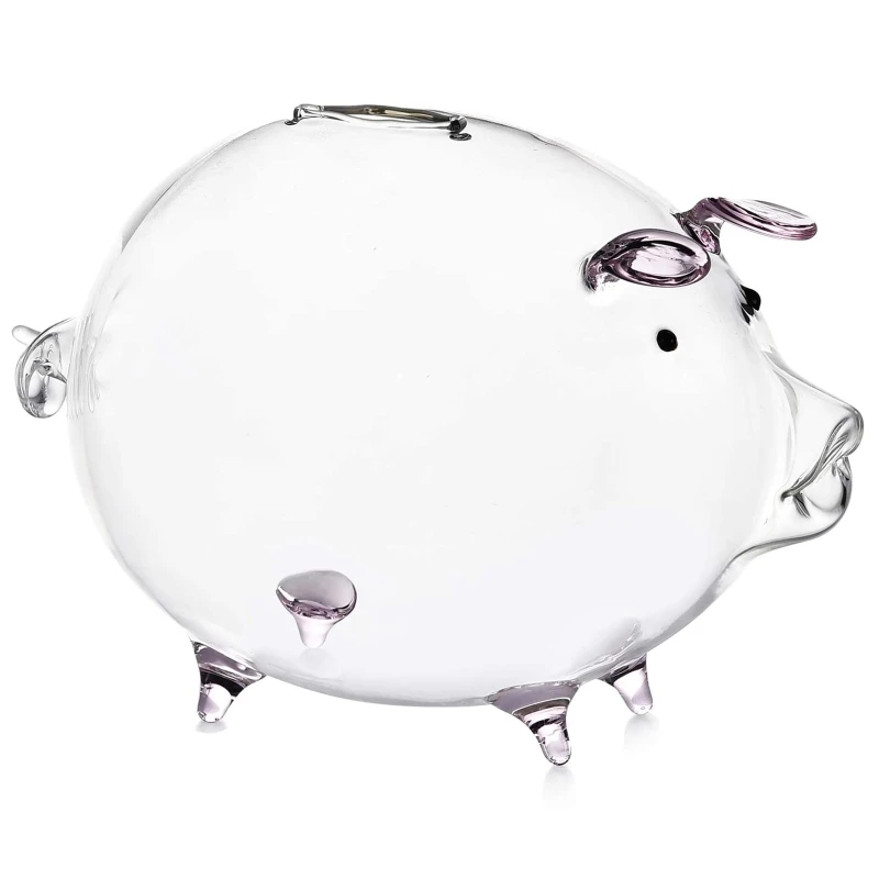 Свинка копилка коробка для монет милый прозрачный стеклянный сувенир подарок на