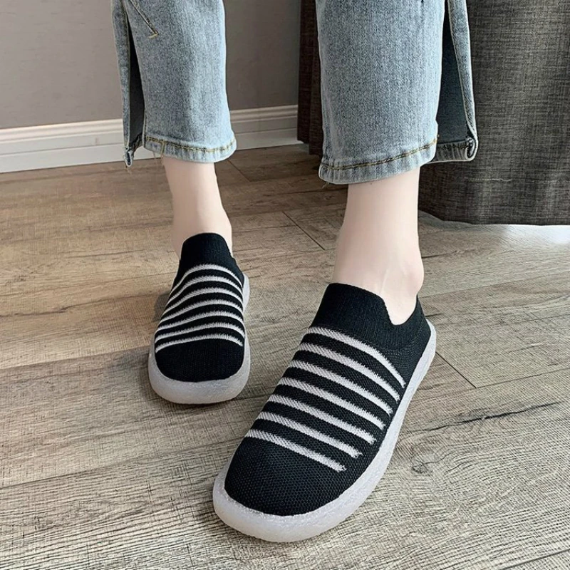 

Женская вязаная дышащая обувь, повседневные туфли на плоской подошве, модель 2021 в Корейском стиле