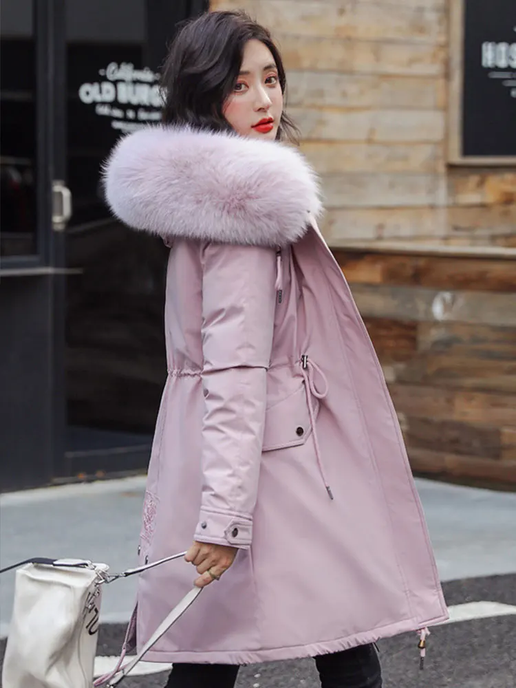 Зимняя одежда для женщин куртка Parker размера плюс плюшевая Толстая хлопковая