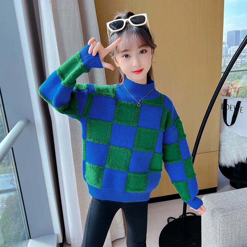 

Модные вязаные свитера для девочек, Осень-зима 2022, Свитера для подростков, Детская Хлопковая вязаная верхняя одежда с длинным рукавом, рождественские свитера