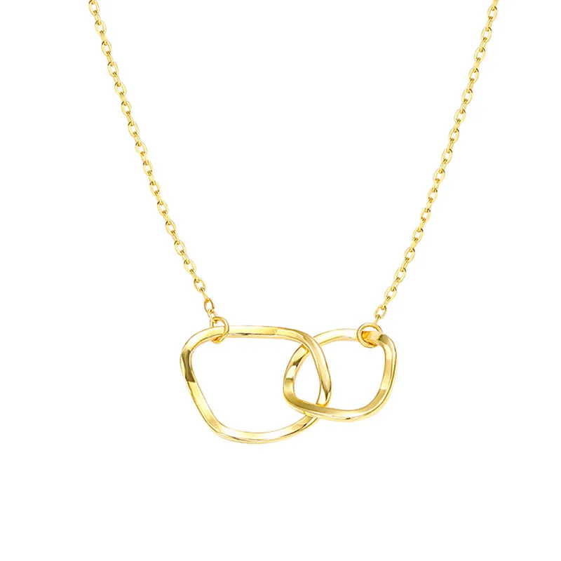 

IHUES 925 Sterling Silver Double Circle Necklace for Women Irregular Geometric Clavicle Chain Party Jewelry Gift