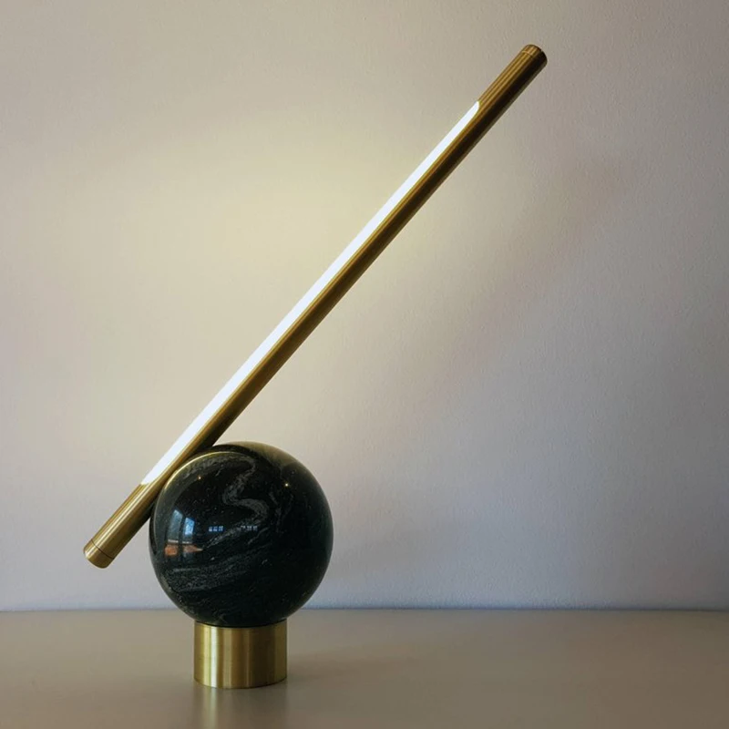 Мраморный креативный Золотой светодиодный настольный светильник Скандинавский