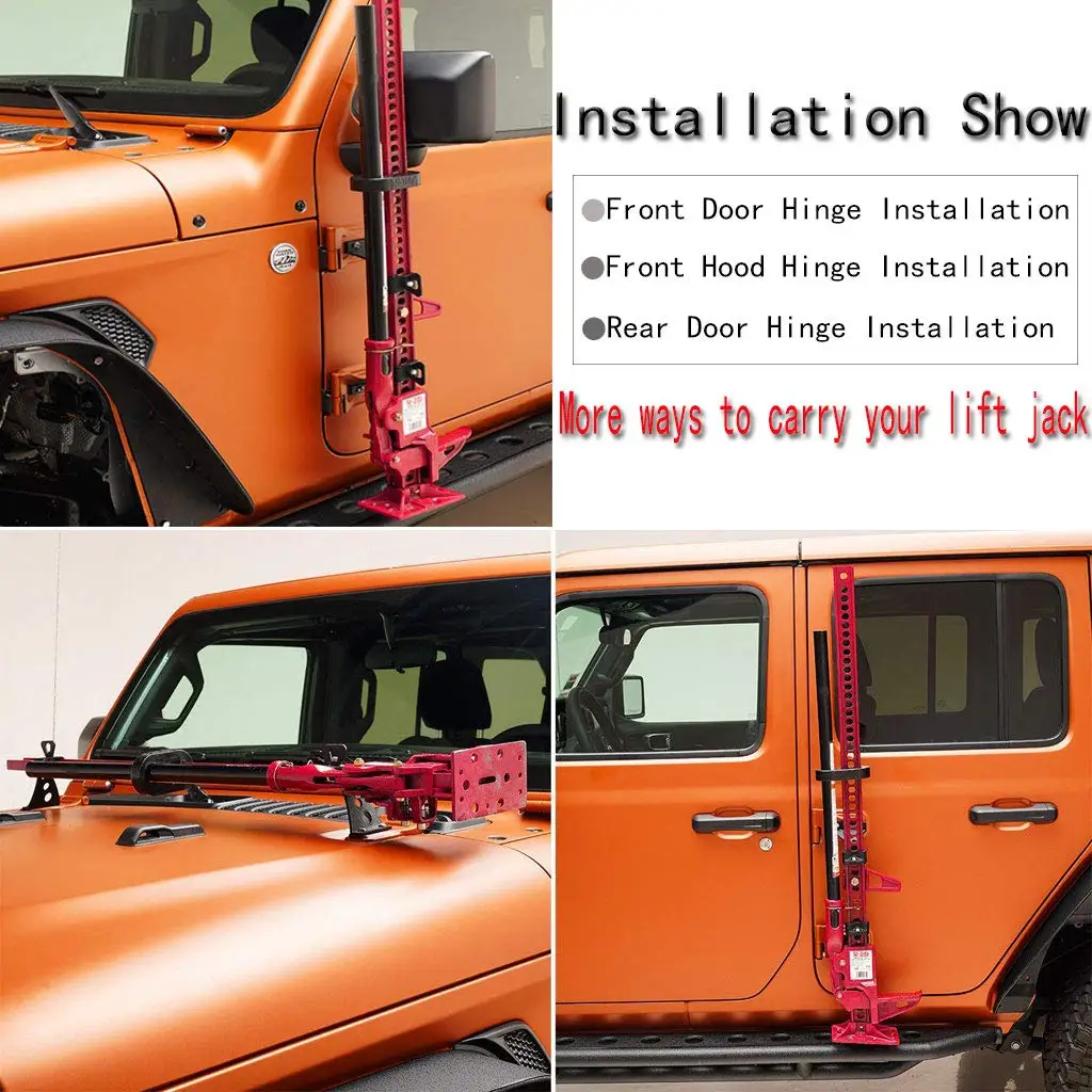 Hi Lift Jack Mount kit Hood/Door Hinge Bracket for 2007-2019 2008 2009 2010 2011 2012 2013 2014 2015 2016 2017 2018 Jeep JK Only |
