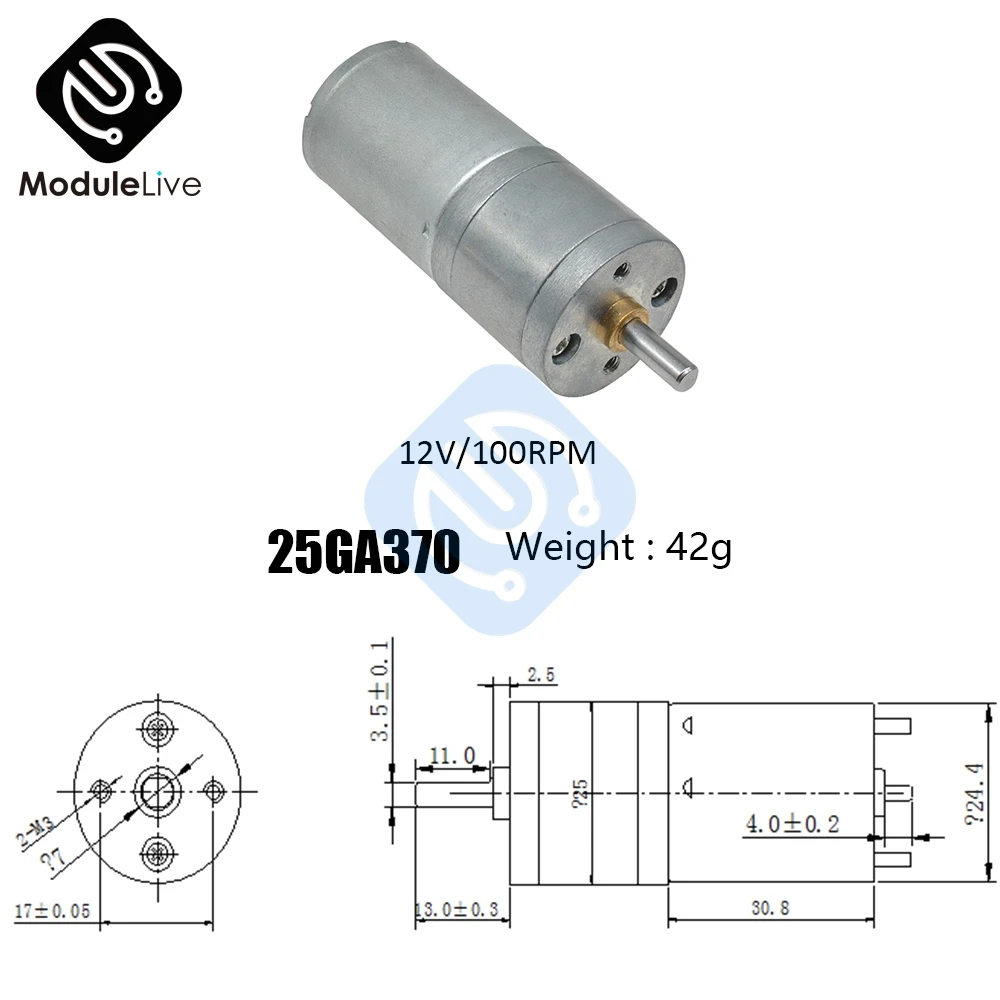 Миниатюрный редукторный электродвигатель с металлической шестерней постоянный