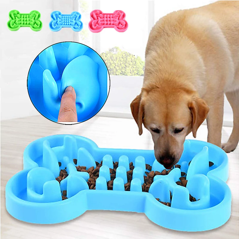

Dog Slow Feeder Bowl Silicone Pet Cat Food Feeder Dish Cat Dog Interactive Slow Eating Bowl Anti-Slip Puppy Feeding Pet Supplies