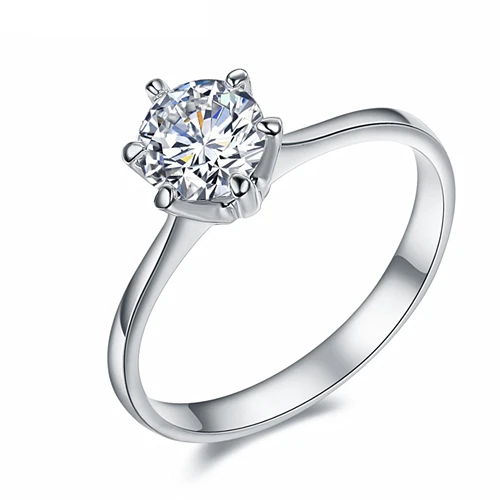 Высокое качество супер 3.5ct обручальные Серебряные Кольца цвет 10 мм сверкающий прозрачный кубический цирконий Кристалл Женское Обручальное кольцо - Цвет основного камня: WL004B