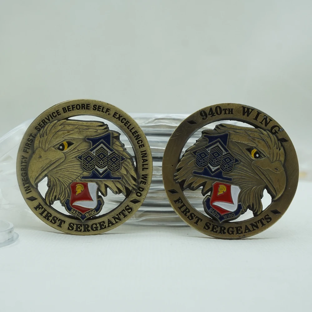 

USA Army CUT OUT U.S. Air Force 940th Wing First Sergeants Eagle Bronze Plated Souvenir Challenge Coin USAF Commemorative Gifts