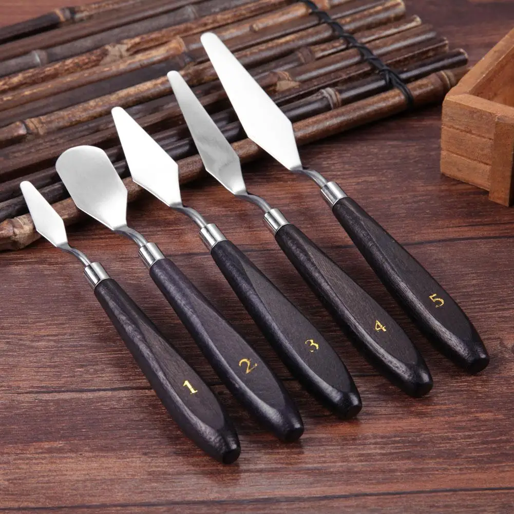 

5pcs Painting Knife Spatula Palette Stainless Steel Arts Drawing Blades Kits Gouache Paint Craft Supplies for Artist Canvas