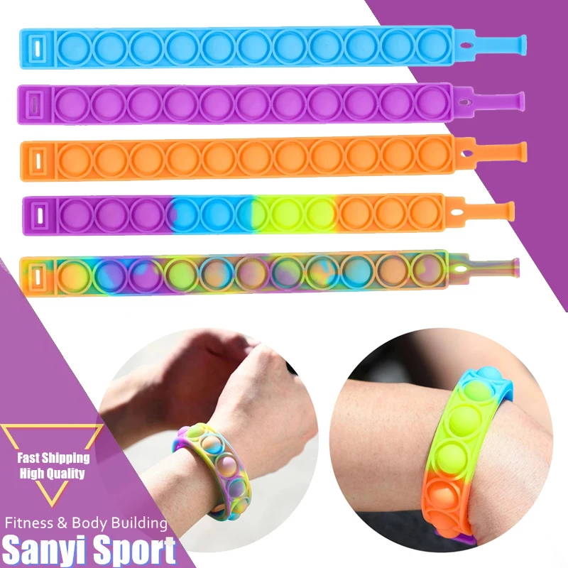 

Silicone Fidget Toys Relieve Stress Bracelet PopIt Press Finger Bubble Bracelet Decompression Release Pressure Push Bubble Toy