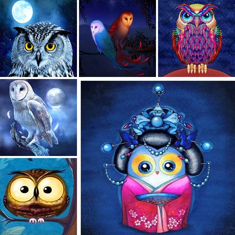 

Cartoon Night Owl 5D Diamond Embroidery Bird Animal Full Drill Diamond Painting Art Cross Stitch Mosaic Crafts Home Decor M71