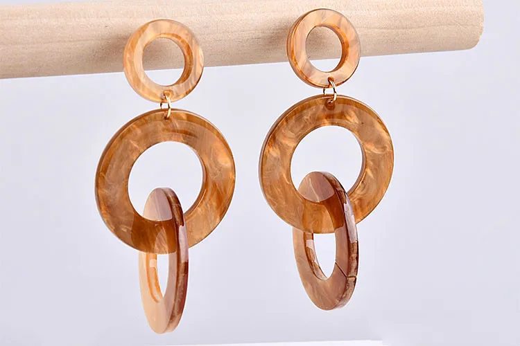 Корейское кольцо с имитацией мрамора акриловая доска самодельные серьги ручной