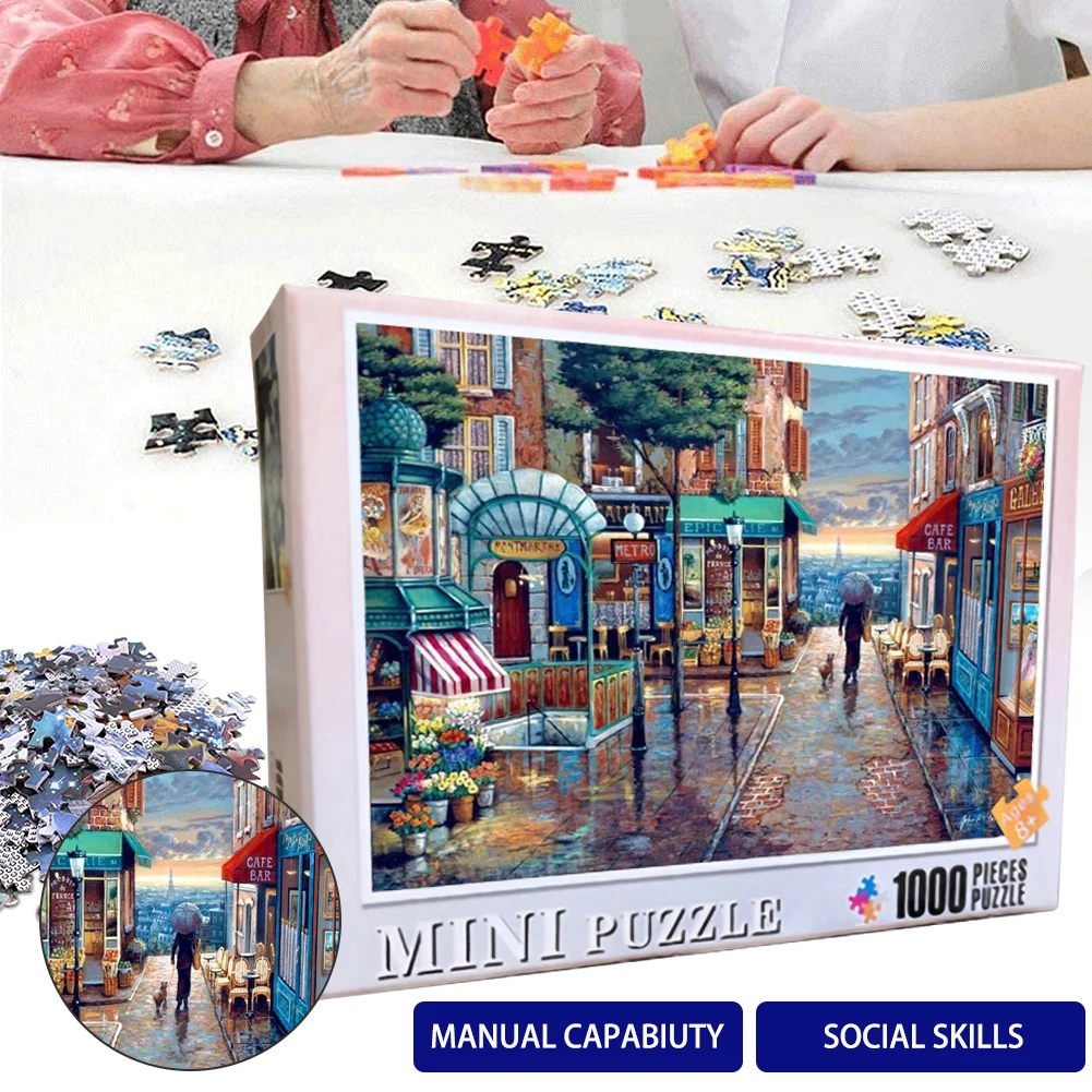 

Пазлы для взрослых, детей, романтический городок, 1000, деревянные, картины для украшения стен, головоломки для сборки, Обучающие игрушки, игра