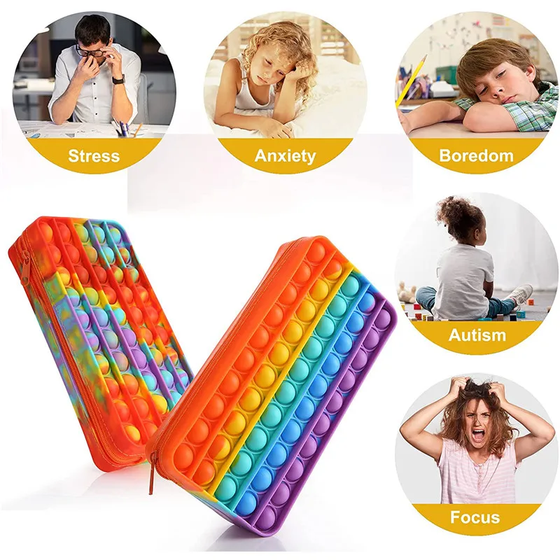 Agrotera 10 Pieces Soft Silicone Pencil Case Box Pouch Fidget Sensory Large Capacity Storage Bag Toy for School Kids Girls Boys |
