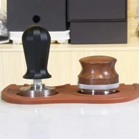 51535858 35mm coffee tamper adjustable fan flat base walnut wood handle espresso powder hammer coffee accessories barista