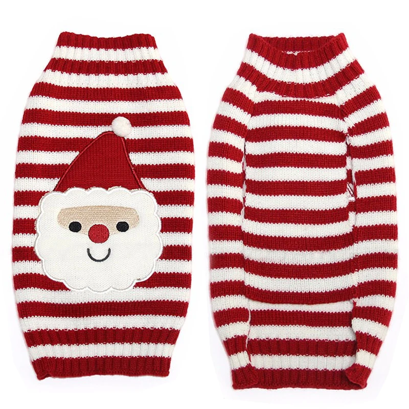 Рождественский свитер для собаки вязаный с красным носом и оленем вязаная одежда
