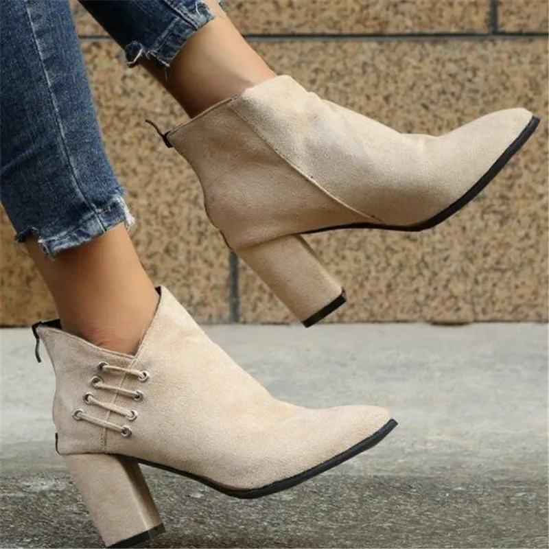 

2021 suede high-heeled women's boots ankle boots short set on large size multicolor women's shoes fashion casual and comfortable