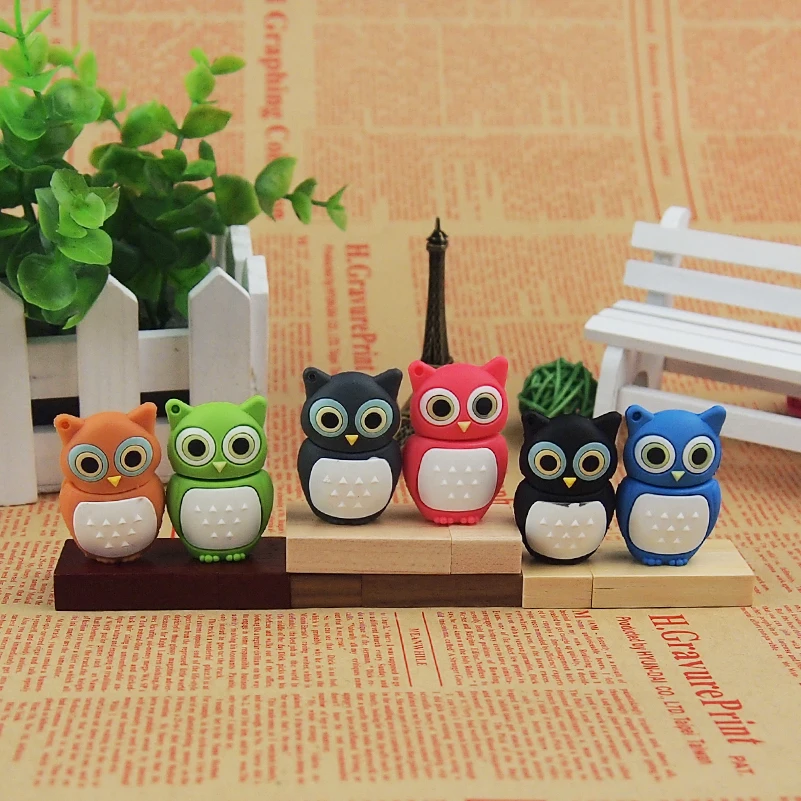 USB флеш накопитель Mini Owl цветной 2 0 реальная емкость 4 ГБ 8 16 32 64 флешка подарки