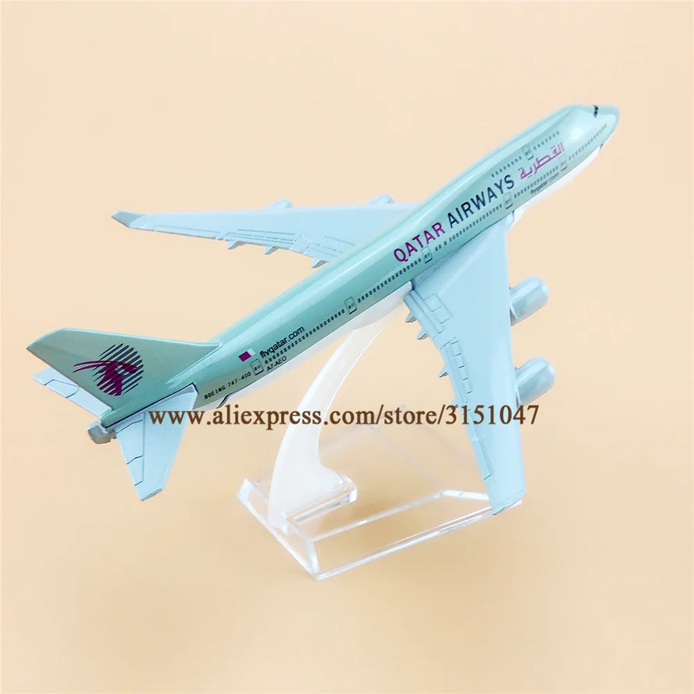 Модель самолета из металлического сплава 16 см авиаперевозки Катар Боинг 747|gift|gift