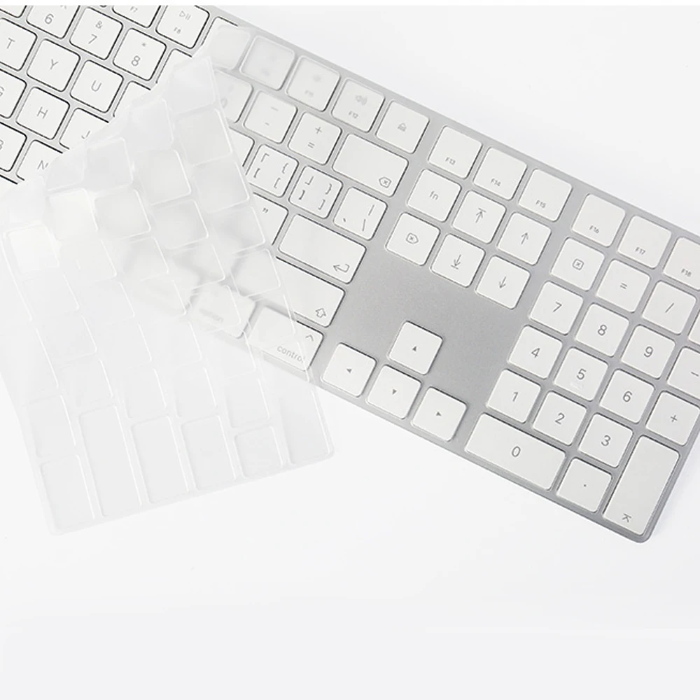 Для 2021 iMac Проводная клавиатура Apple A2449 A2450 A1243 A1843 MB110LL/B с цифровой клавиатурой Силиконовая Защитная крышка для клавиатуры - изображение