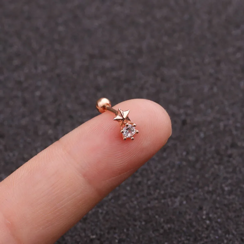 FZHI003201901 20 г пирсинг для уха Cz луна и звезда хрящевая спираль Tragus Conch Rook нержавеющая сталь закручивающаяся задняя часть серьги для ушного хряща - Окраска металла: FZHI003201901