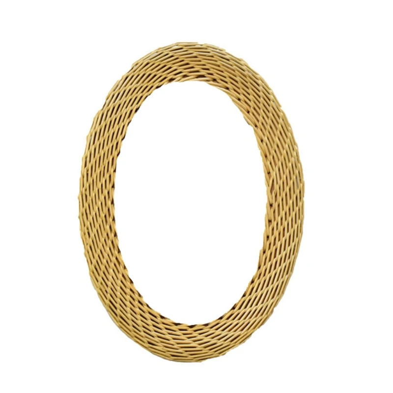 

Rattan Hanging Wall Mirror Innovative Art Decor Oval Dressing Makeup Mirrors 2XPE