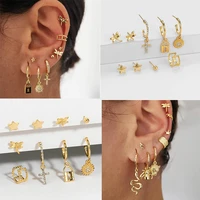 gold earrings for women mini dangle unusual earring sets stud crossstar elegant boho jewelry drop ear clip heart girl gift
