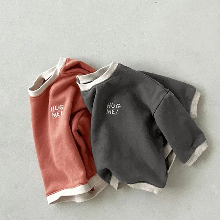 

Children's Korean new jacket simple loose printed wool ring cotton guard baby long-sleeved T-shirt