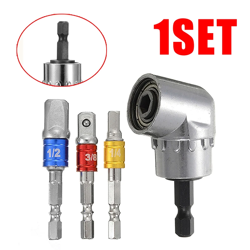 

105 Degree Short Corner Drill Bit Socket Adapter With 3Pcs Hex Shank to Square Socket Drill Bits Extension Bar Attachment Shaft