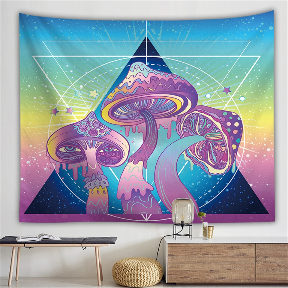 Hippie психоделическая красочная огромная Мандала настенная подвеска Trippy гобелен с