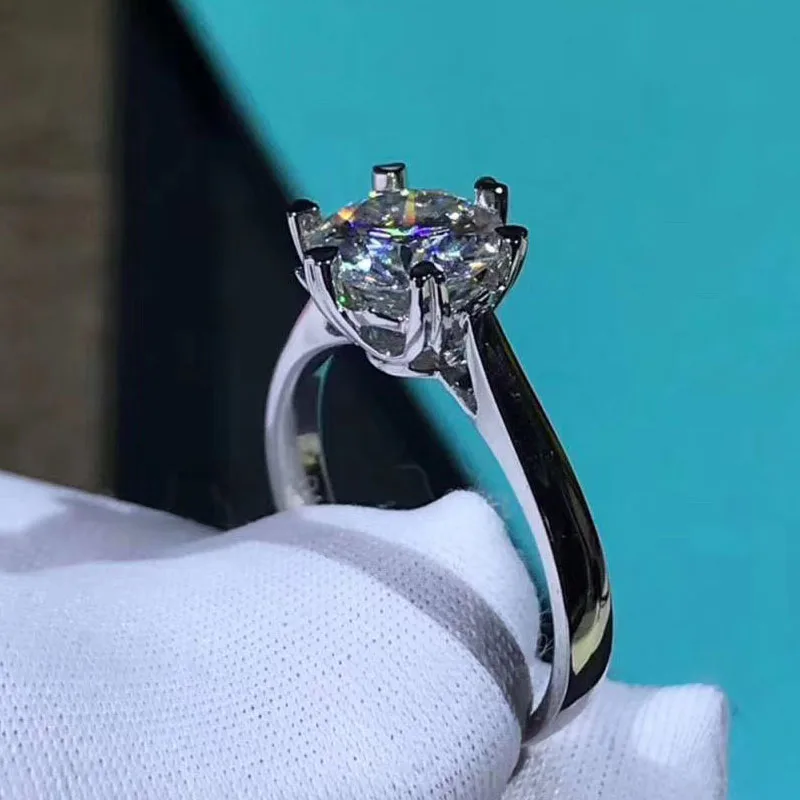 

Изготовленное на заказ 14 к кольцо из белого золота 1ct 2ct 3ct Муассанит классическое юбилейное обручальное ювелирное изделие классическое 6 ко...