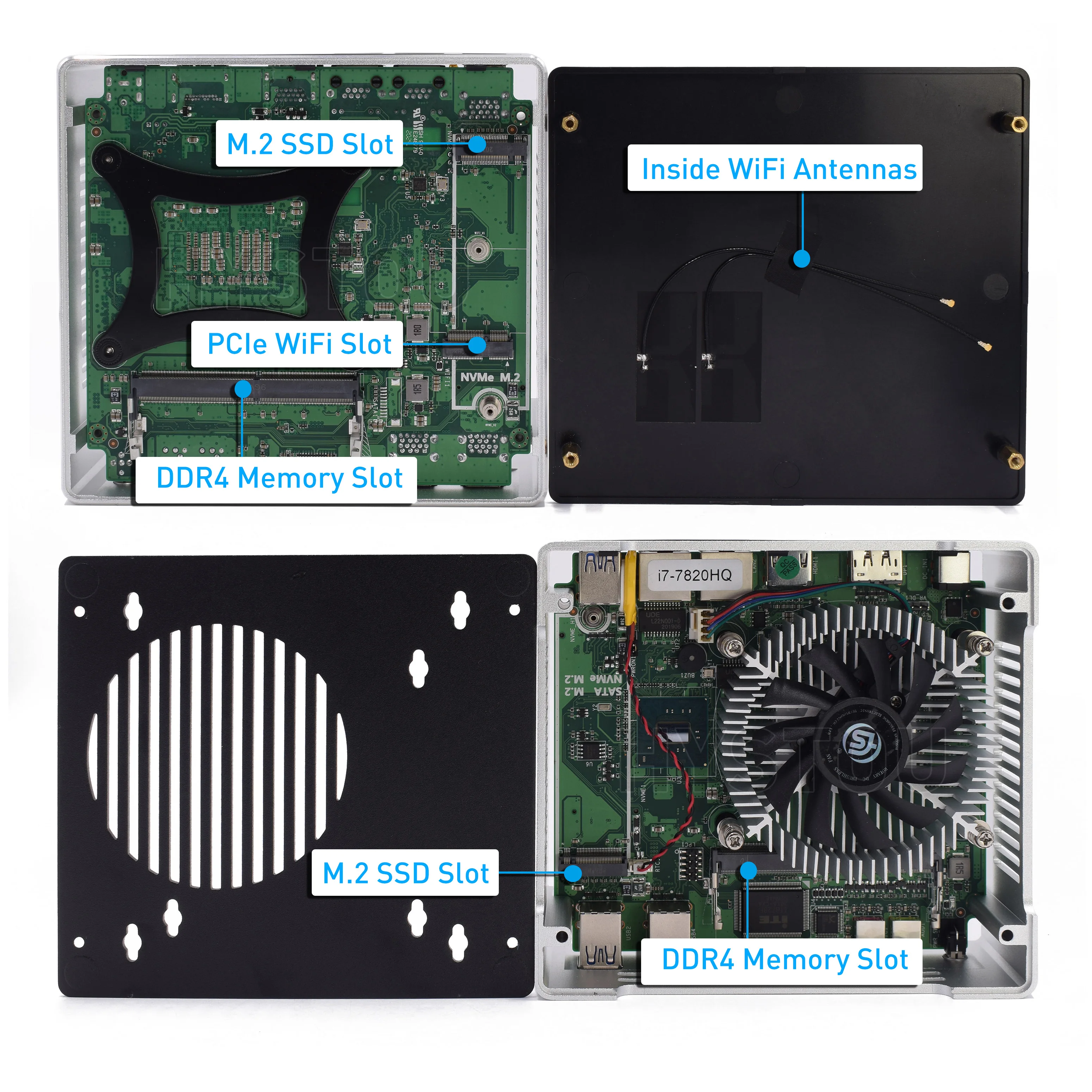 Настольный мини-компьютер Intel core i5 7300HQ i7 7820HK 7700HQ M.2 NVME SSD PCI E WIFI DP HDMI 4k тонкий клиент