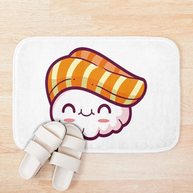 Kawaii Japanese Anime Manga Sushi Salmon Nigiri Otaku Bath Mat 3d Pattern Print Mats Anti Slip Soft Washable Bathroom | Дом и сад