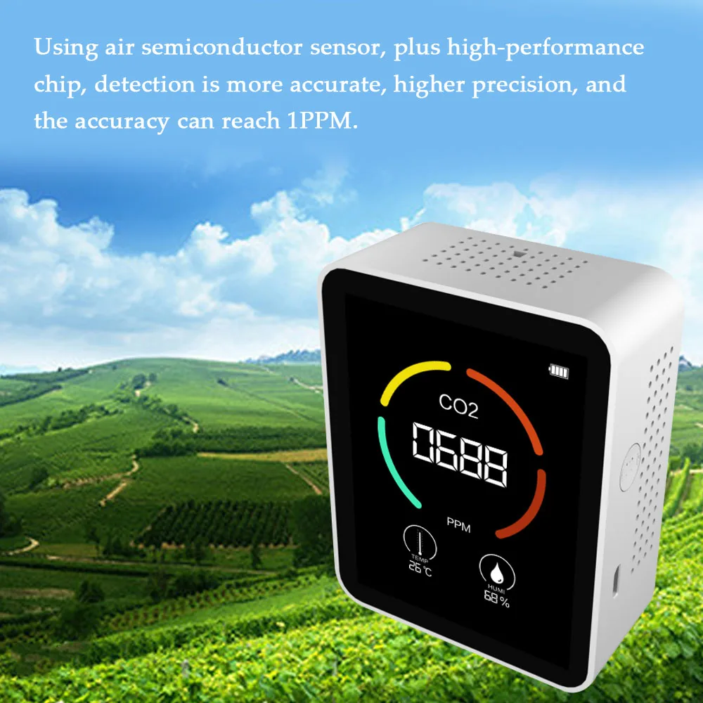 

3-в-1 детектор углекислого газа, датчик качества воздуха в помещении, BT APP, датчик температуры и влажности, тестер для дома и офиса